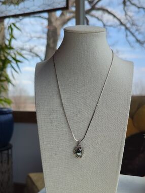 Vintage Signed David Aubrey Hematite Pendant/Necklace 18" 